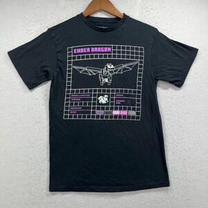Minecraft Ender Dragon Men Small Black Graphic Tee Boss The End Street Retro